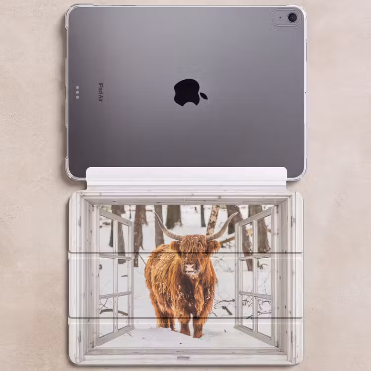 iPad hoes - Schotse Hooglander - Sneeuw - Winter - Natuur - Dier - Doorkijk - Landelijk — 6