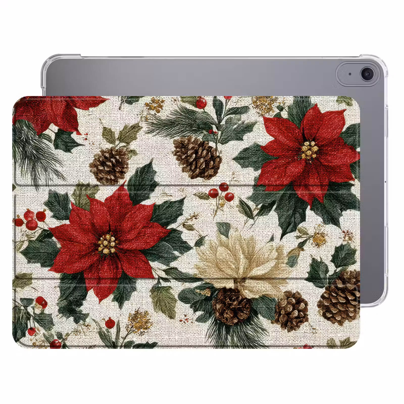 iPad hoes - Feestelijk - Textielpatroon - Kerstbloemen - Kleurrijk — 1