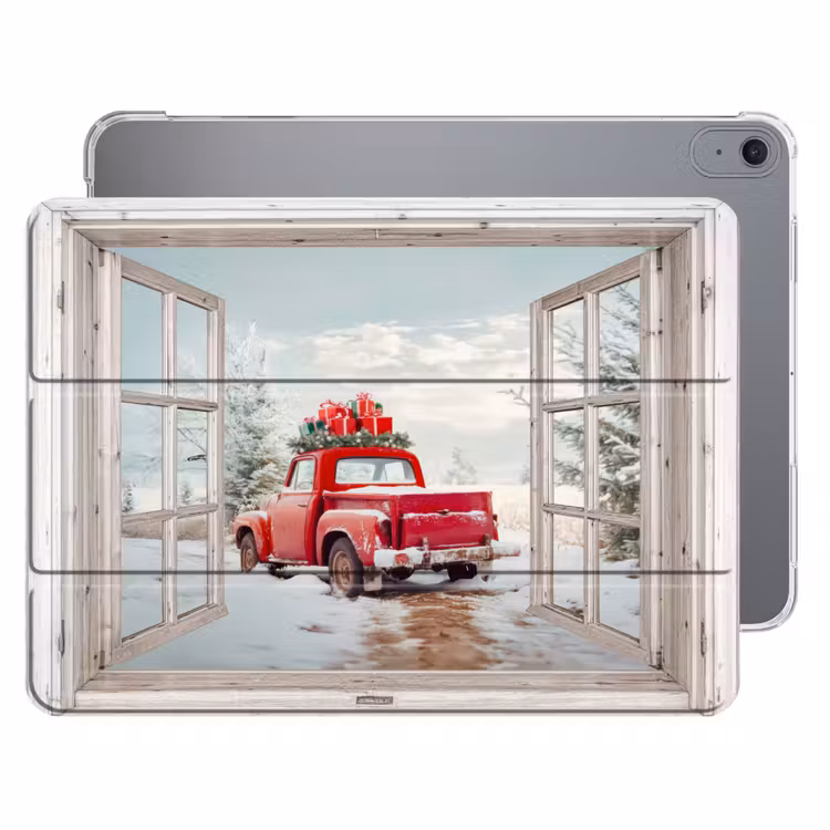 iPad hoes - Auto - Rood - Cadeaus - Winter - Kerst - Doorkijk - Wit — 1