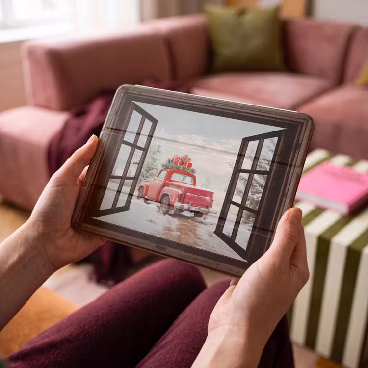iPad hoes - Doorkijk - Auto - Rood - Cadeaus - Winterlandschap - Kerst — 4