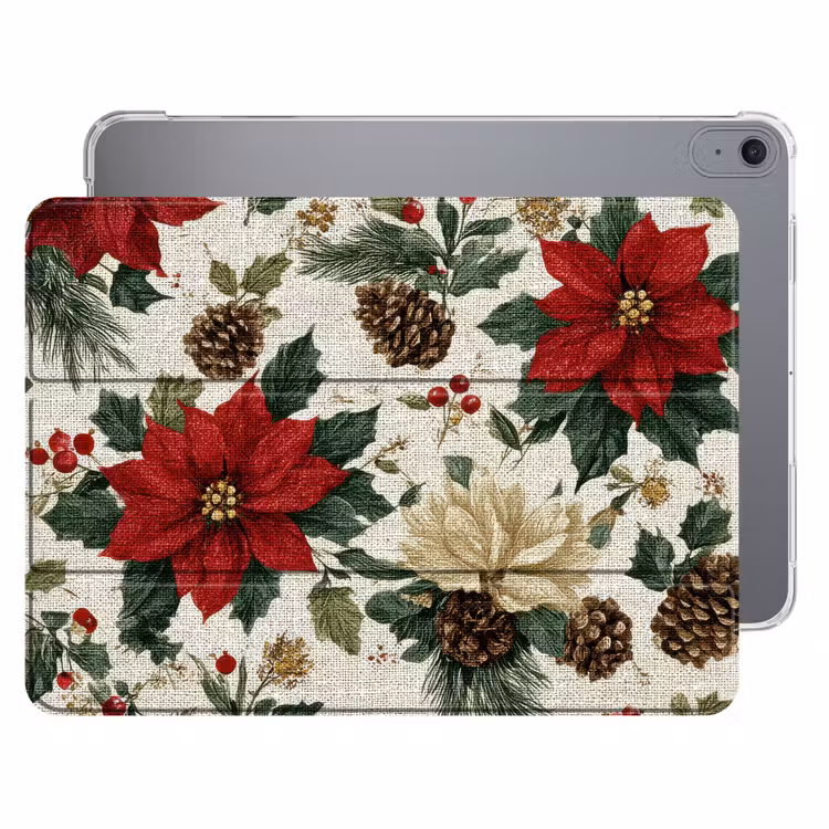 iPad hoes - Feestelijk - Textielpatroon - Kerstbloemen - Kleurrijk — 1