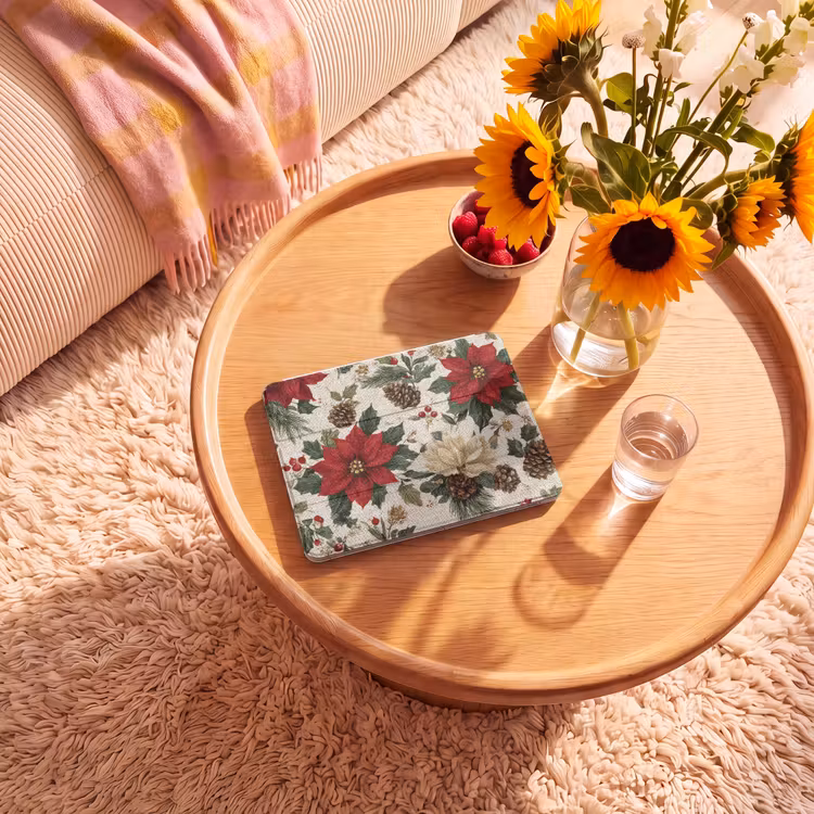 iPad hoes - Feestelijk - Textielpatroon - Kerstbloemen - Kleurrijk — 2
