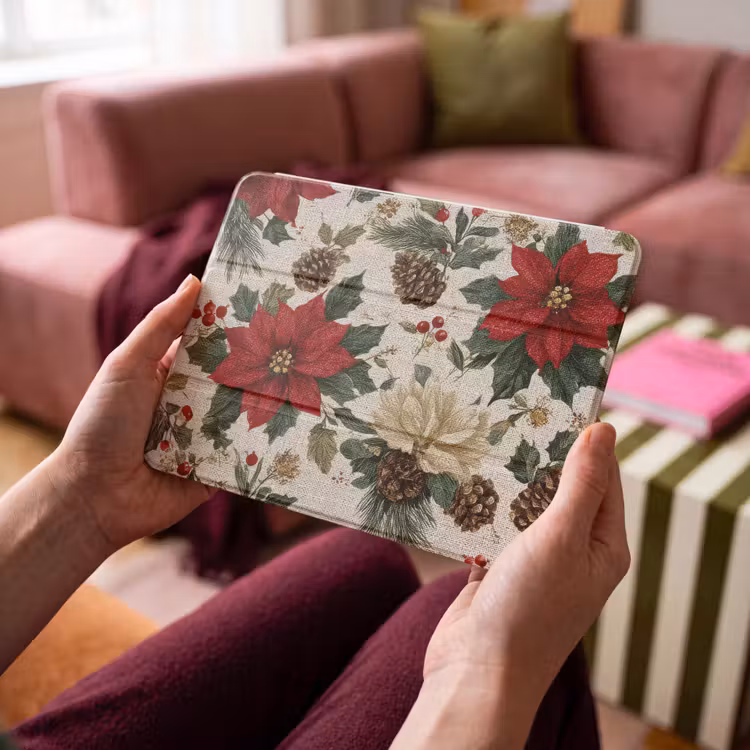 iPad hoes - Feestelijk - Textielpatroon - Kerstbloemen - Kleurrijk — 4