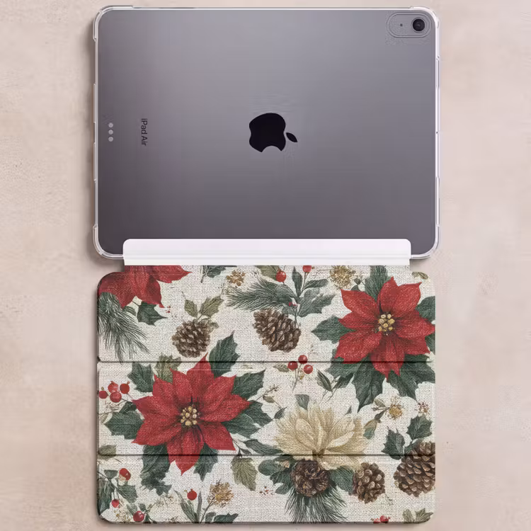 iPad hoes - Feestelijk - Textielpatroon - Kerstbloemen - Kleurrijk — 6