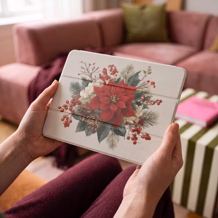 iPad hoes - Kerststuk - Poinsettia - Dennenappels - Rood — 4