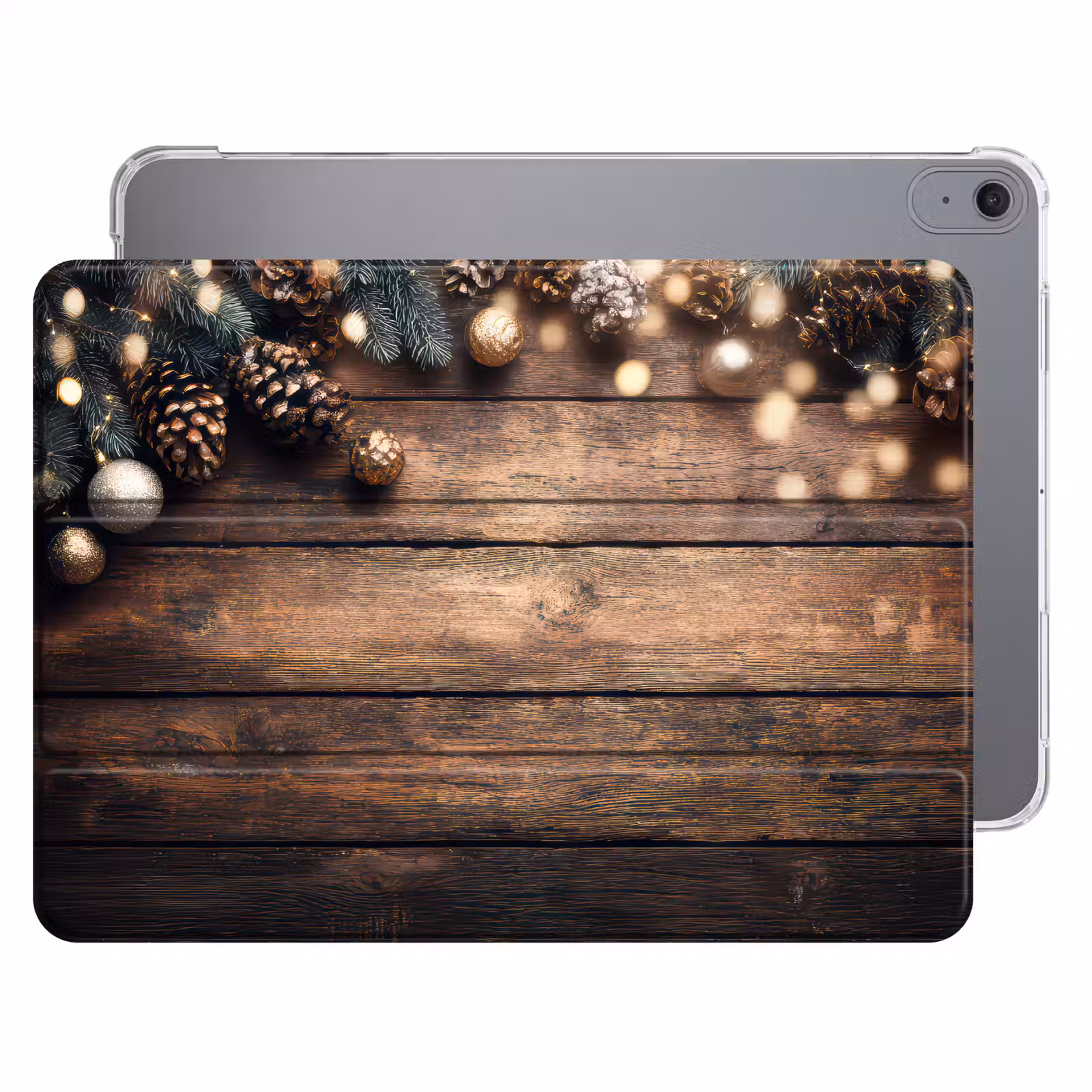 iPad hoes - Kerstdecoratie - Houten - Dennenappel - Bruin — 1