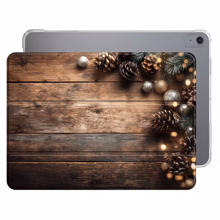iPad hoes - Kersthoekdecoratie - Dennenappels - Lichtjes — 1