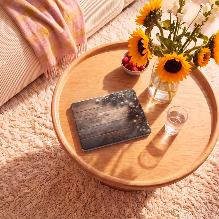 iPad hoes - Kersthoekdecoratie - Dennenappels - Lichtjes — 2