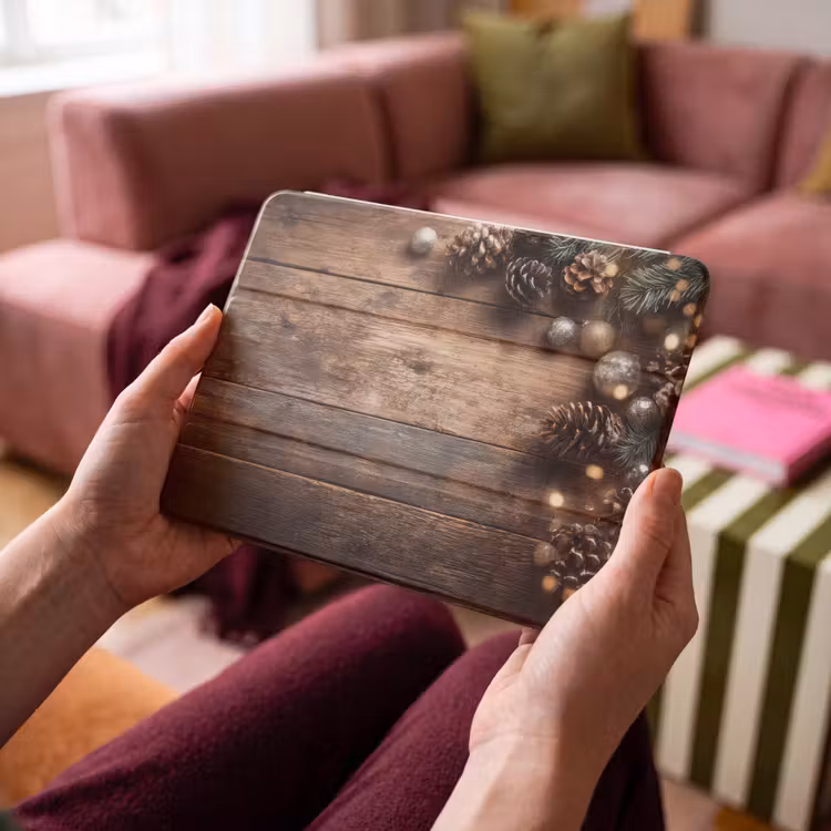 iPad hoes - Kersthoekdecoratie - Dennenappels - Lichtjes — 4
