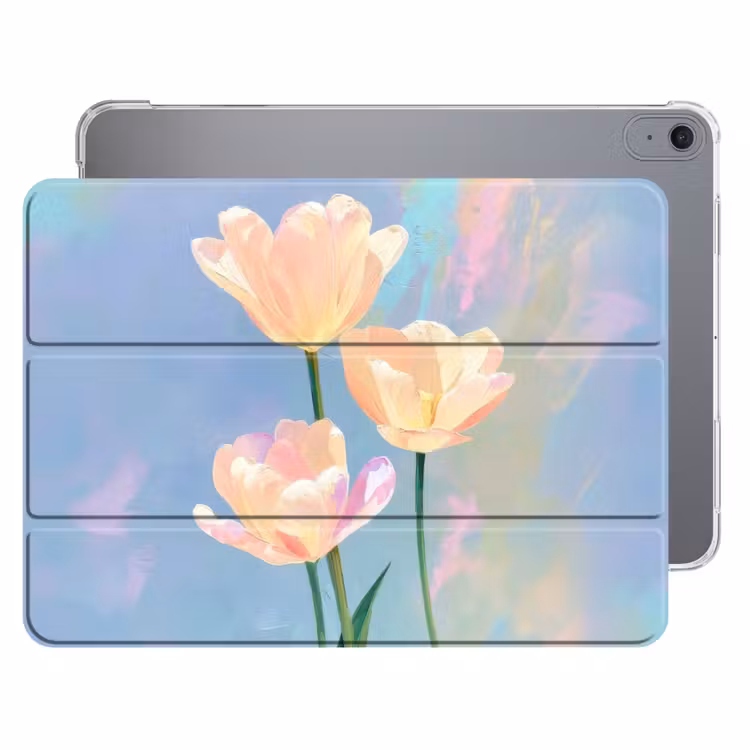 iPad hoes - Tulpen - Roze accenten - Blauw — 1