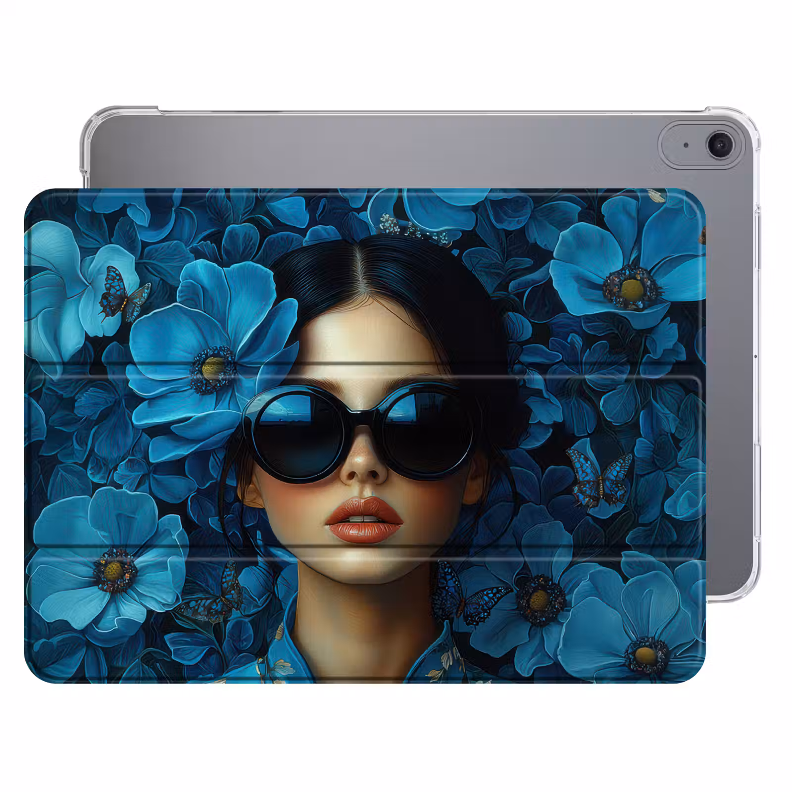 iPad hoes - Vrouw - Bloemen - Blauw - Aesthetic - Luxe — 1