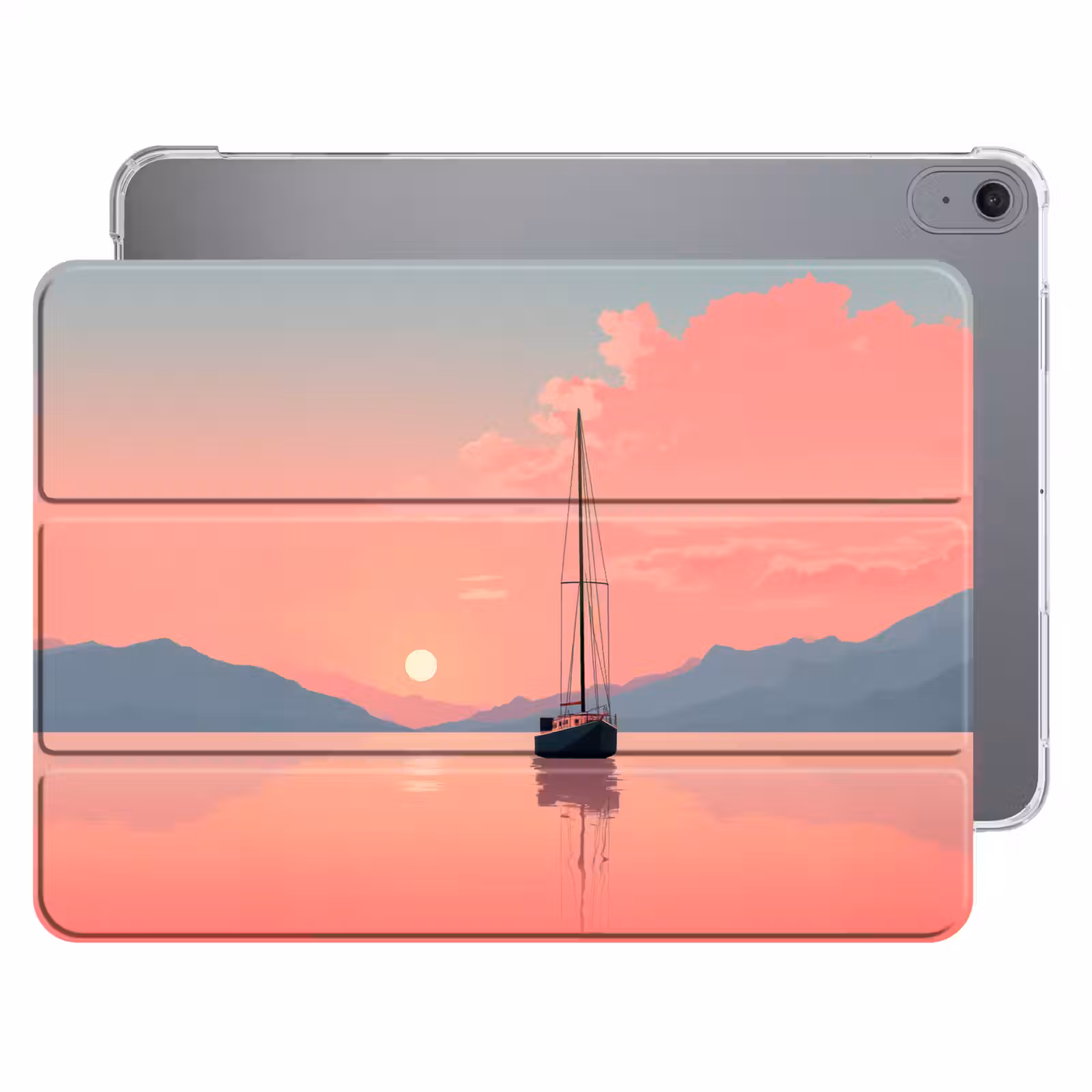 iPad hoes - Zeilboot - Roze zee - Zonsondergang - Bergen — 1
