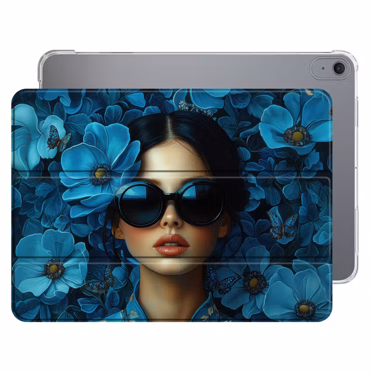 iPad hoes - Vrouw - Bloemen - Blauw - Aesthetic - Luxe — 1