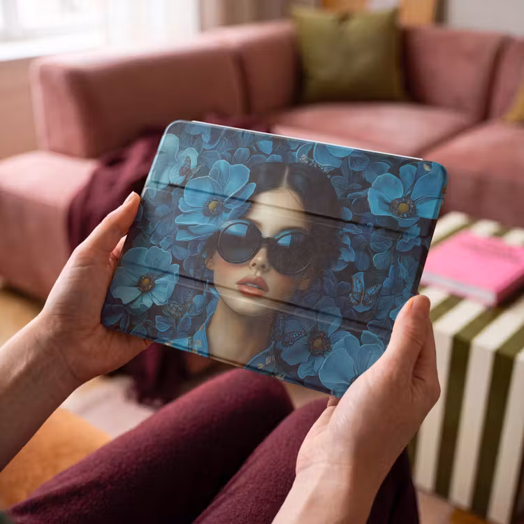iPad hoes - Vrouw - Bloemen - Blauw - Aesthetic - Luxe — 4