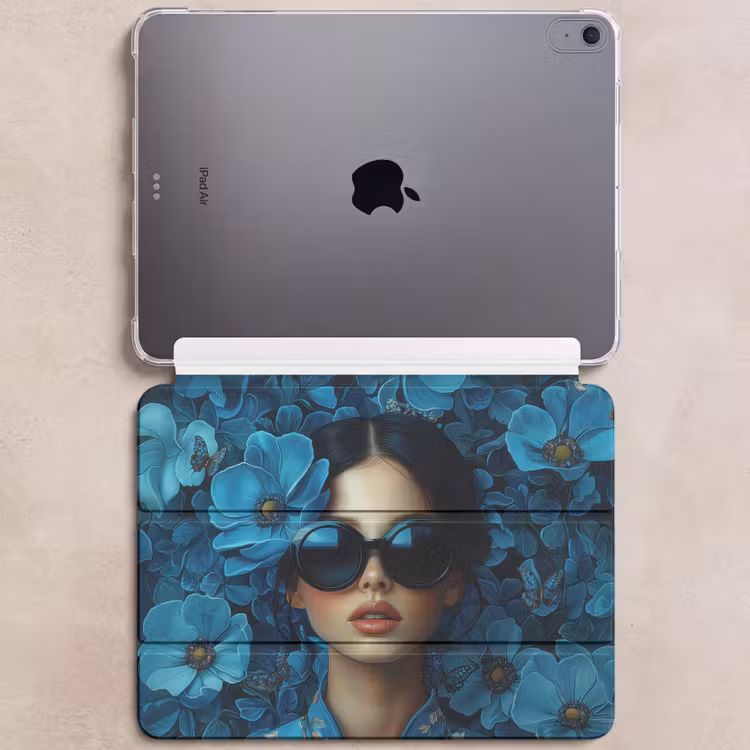iPad hoes - Vrouw - Bloemen - Blauw - Aesthetic - Luxe — 6
