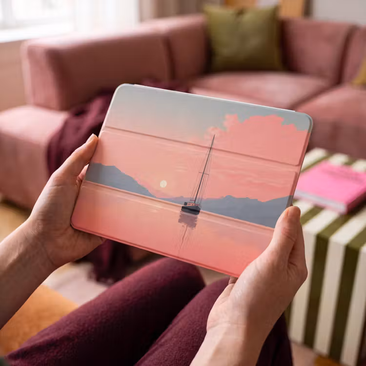 iPad hoes - Zeilboot - Roze zee - Zonsondergang - Bergen — 4