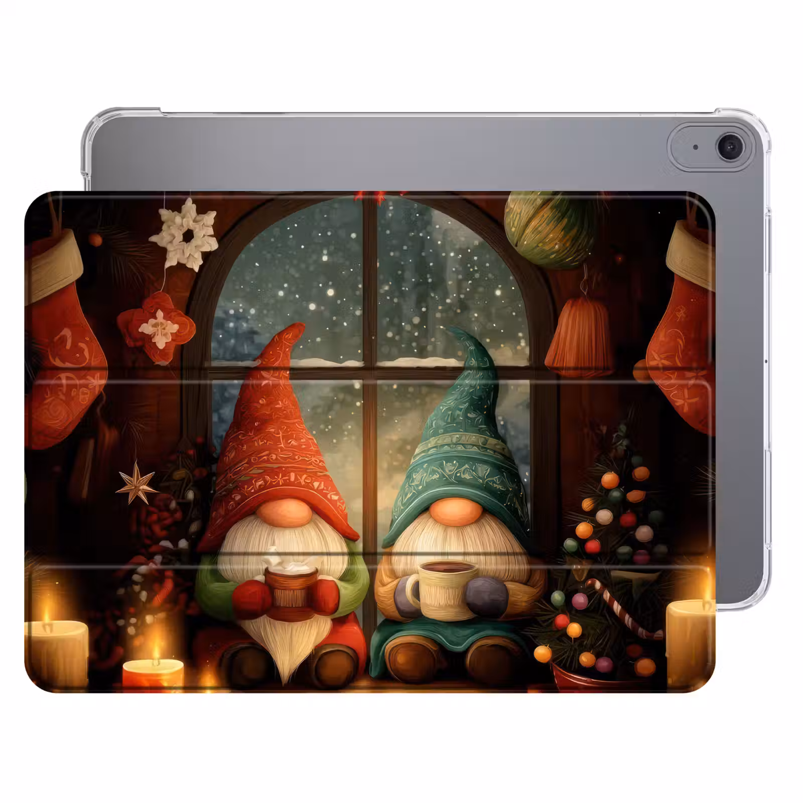 iPad hoes - Gnooms - Kerst - Raam - Kleurrijk — 1