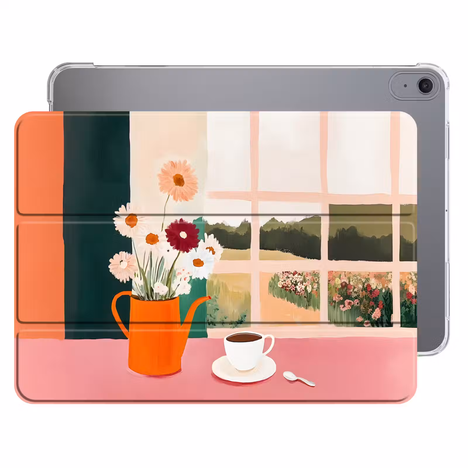 iPad hoes - Bloemen - Koffie - Raam — 1