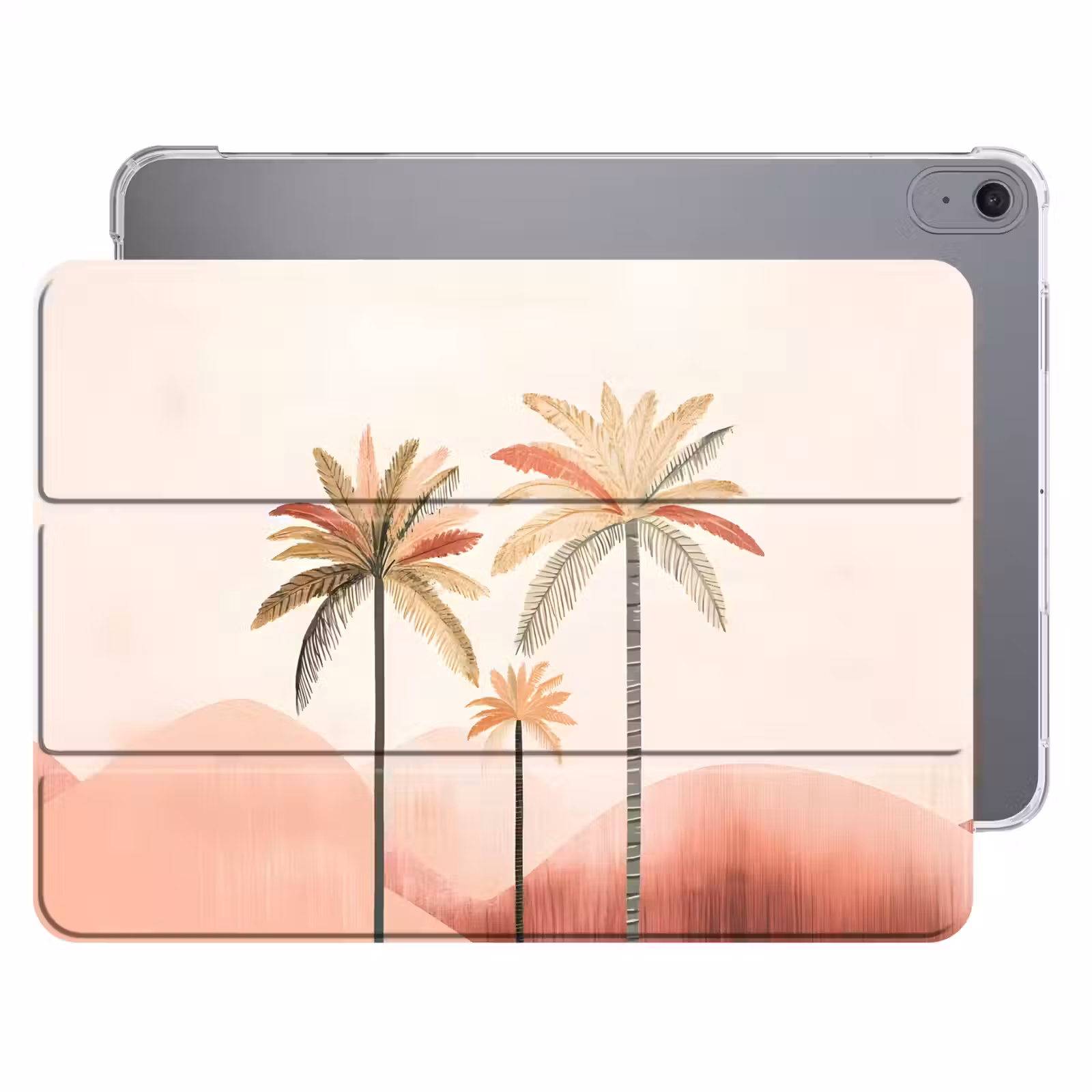 iPad hoes - Palmbomen - Heuvels - Minimalistisch - Zachtroze — 1