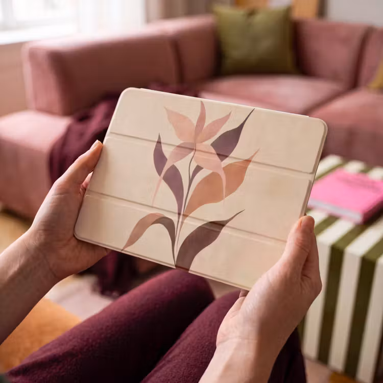 iPad hoes - Minimalistisch - Bloem - Bladeren - Beige — 4