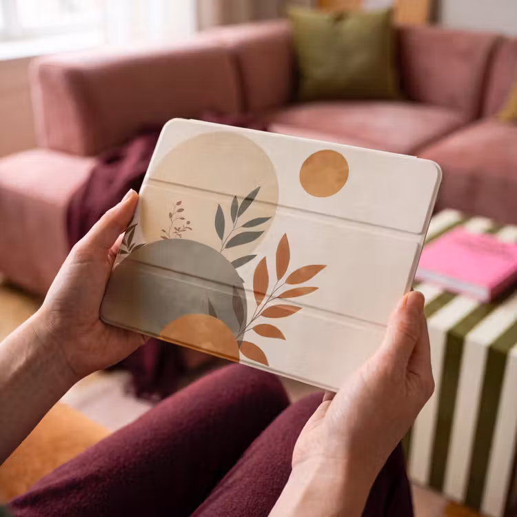 iPad hoes - Vormen - Rond - Bladeren - Beige — 4