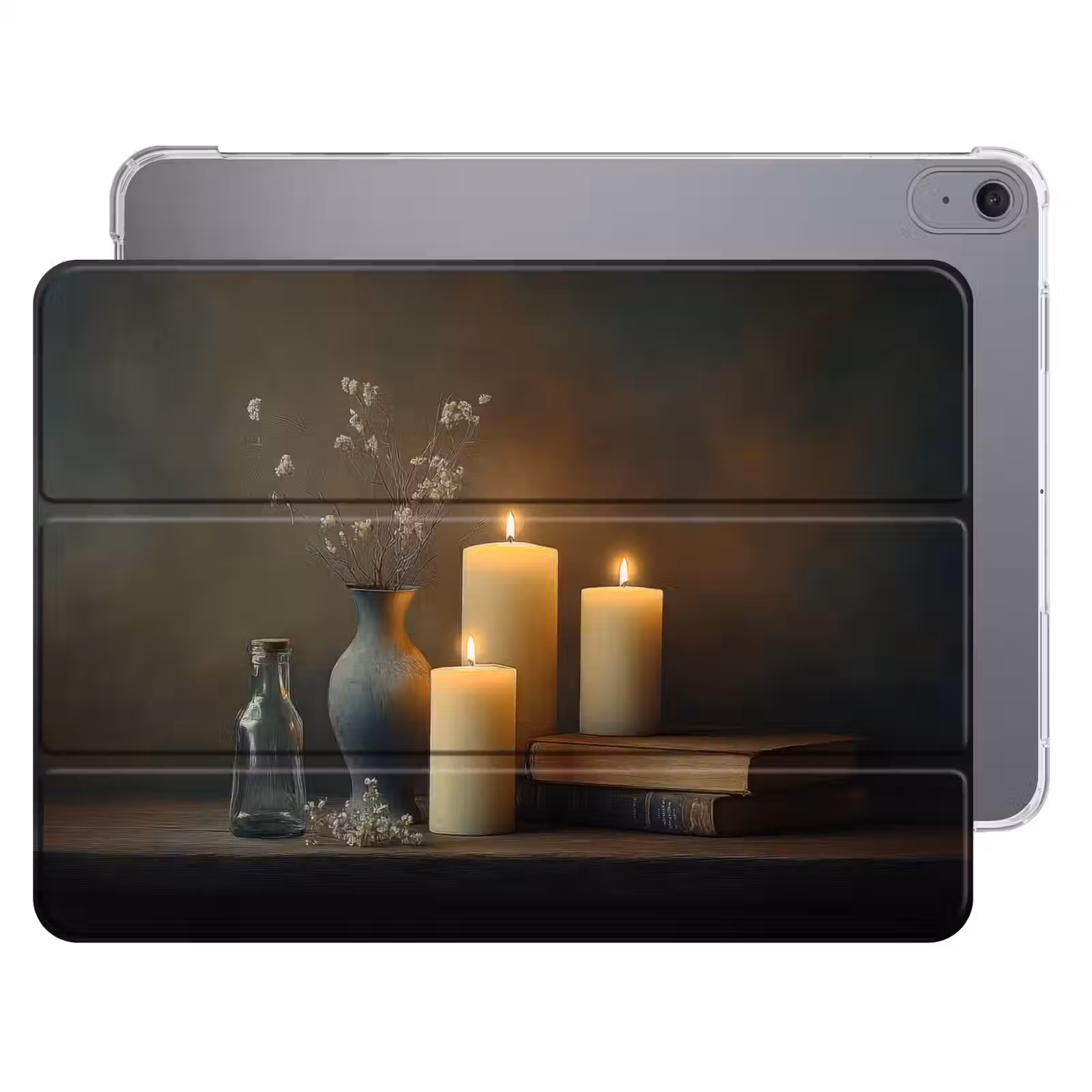 iPad hoes - Kaarsen - Stilleven - Rustiek - Boeken — 1