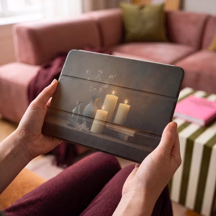 iPad hoes - Kaarsen - Stilleven - Rustiek - Boeken — 4