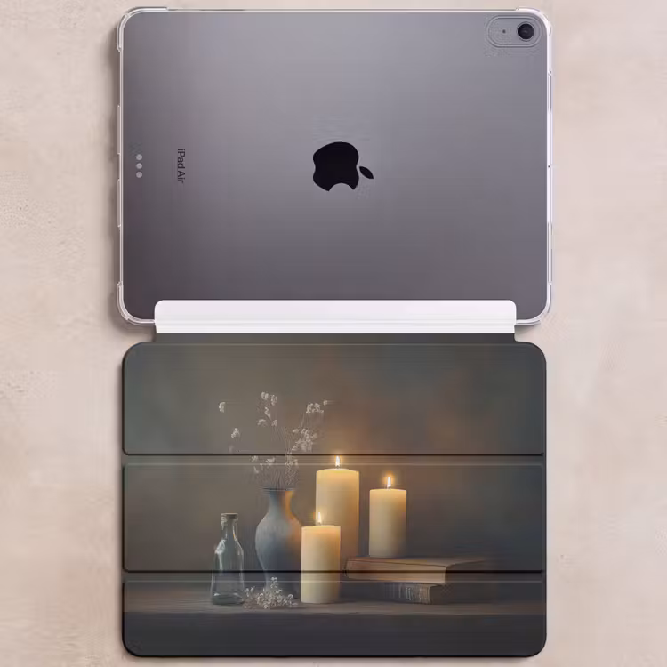iPad hoes - Kaarsen - Stilleven - Rustiek - Boeken — 6