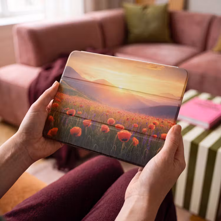 iPad hoes - Landschap - Zonsondergang - Bloemenveld — 4