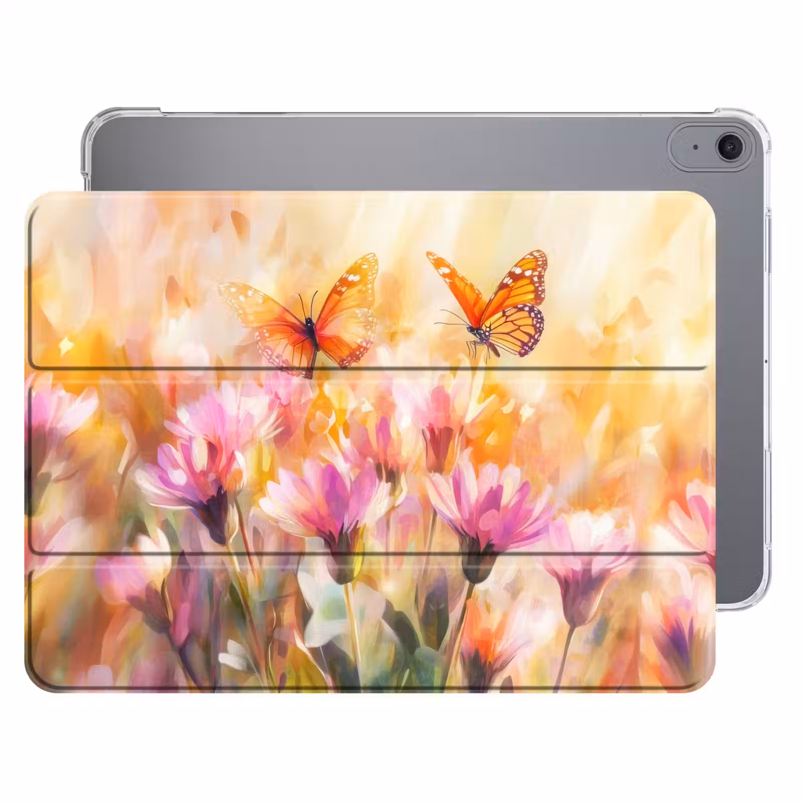 iPad hoes - Vlinders - Oranje - Bloemen — 1