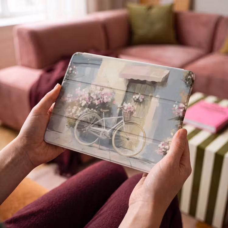iPad hoes - Fiets - Pastelkleuren - Bloemen — 4
