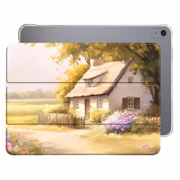 iPad hoes - Huisje - Hout - Bloemen — 1
