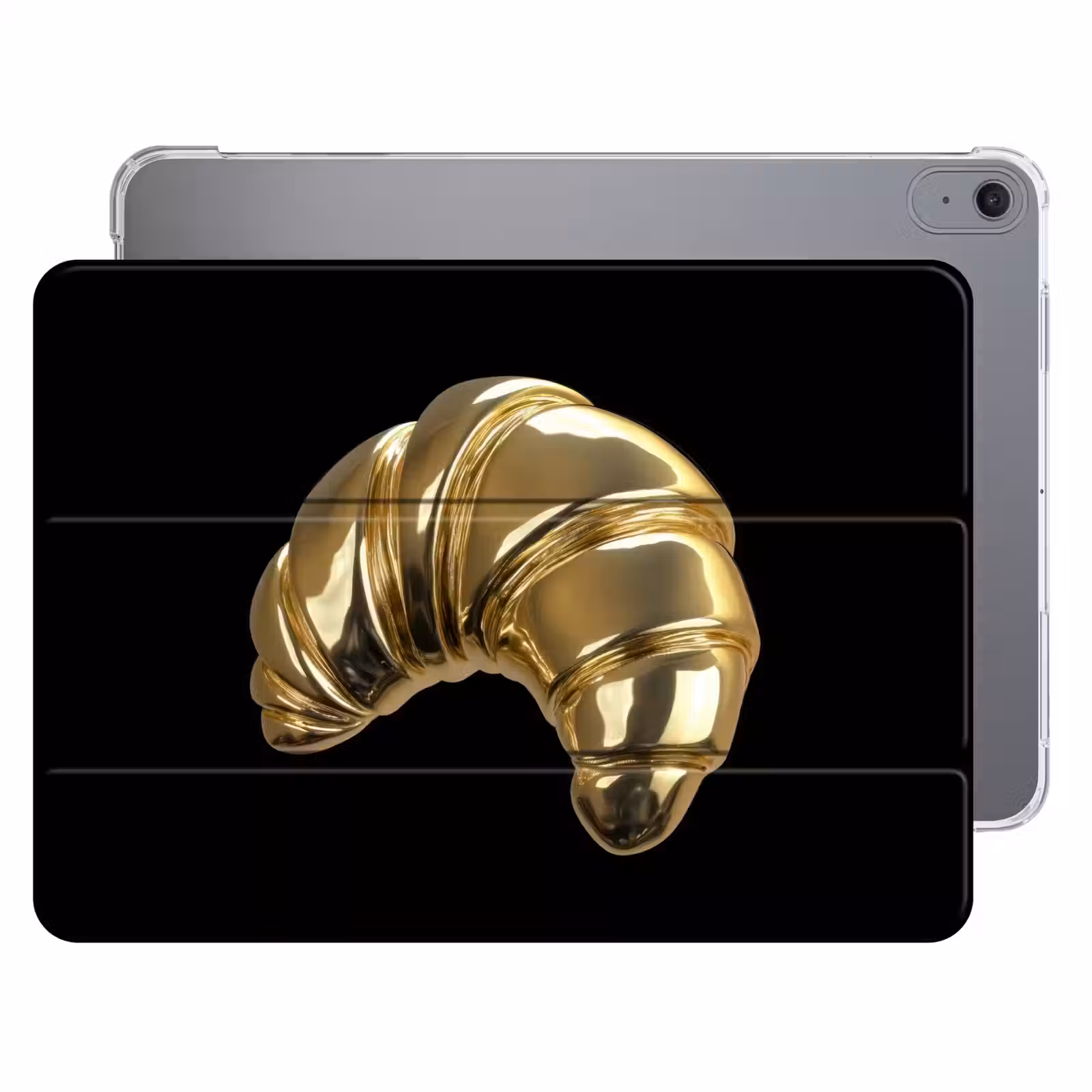 iPad hoes - Croissant - Brood - Goud - Zwart — 1