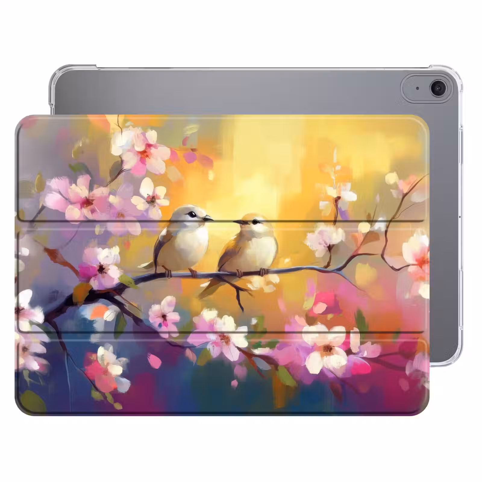 iPad hoes - Vogels - Bloemen - Roze — 1
