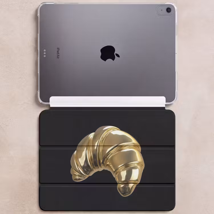 iPad hoes - Croissant - Brood - Goud - Zwart — 6