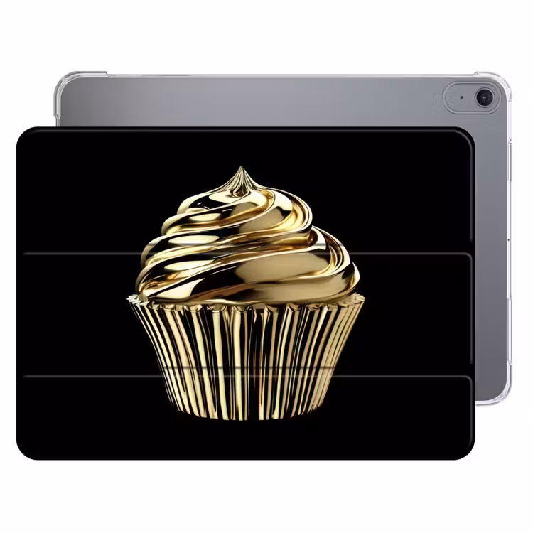 iPad hoes - Cupcake - Eten - Goud - Zwart — 1