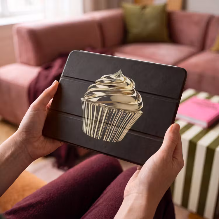 iPad hoes - Cupcake - Eten - Goud - Zwart — 4