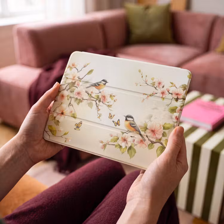 iPad hoes - Takken - Bloemen - Vogeltjes - Roze — 4