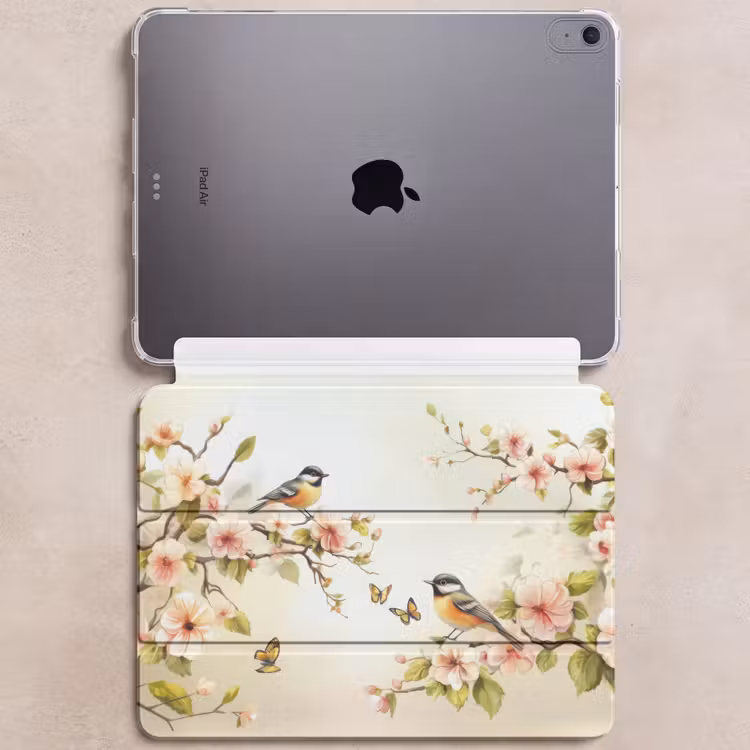 iPad hoes - Takken - Bloemen - Vogeltjes - Roze — 6
