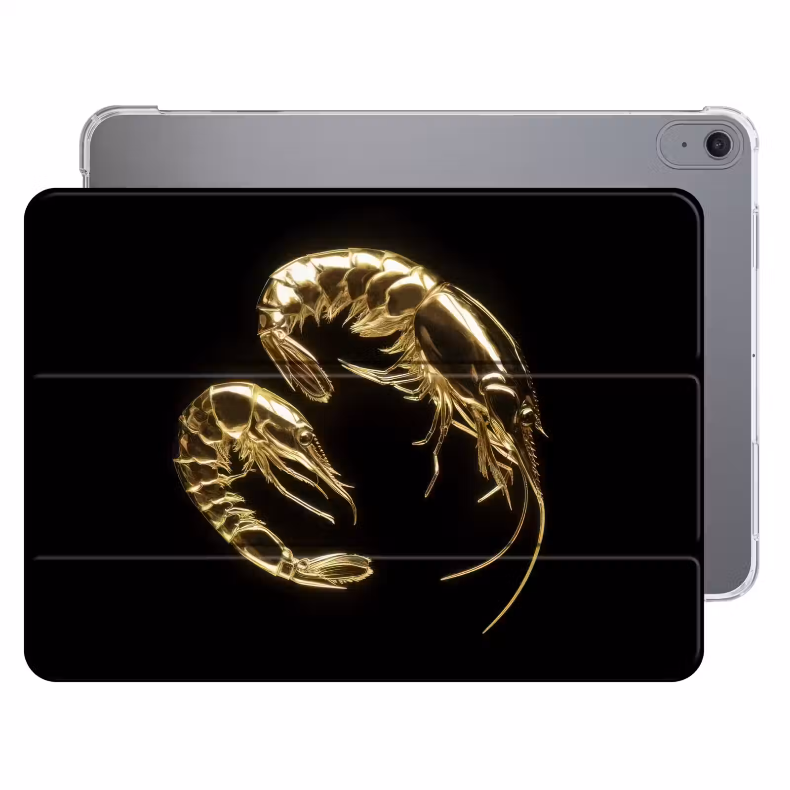 iPad hoes - Garnalen - Zwart - Goud - Dieren — 1