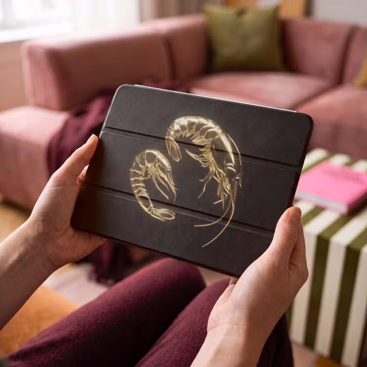 iPad hoes - Garnalen - Zwart - Goud - Dieren — 4