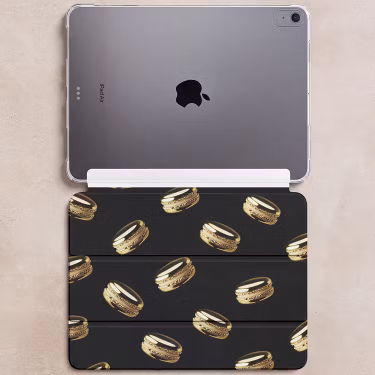 iPad hoes - Macarons - Patroon - Goud - Zwart — 6