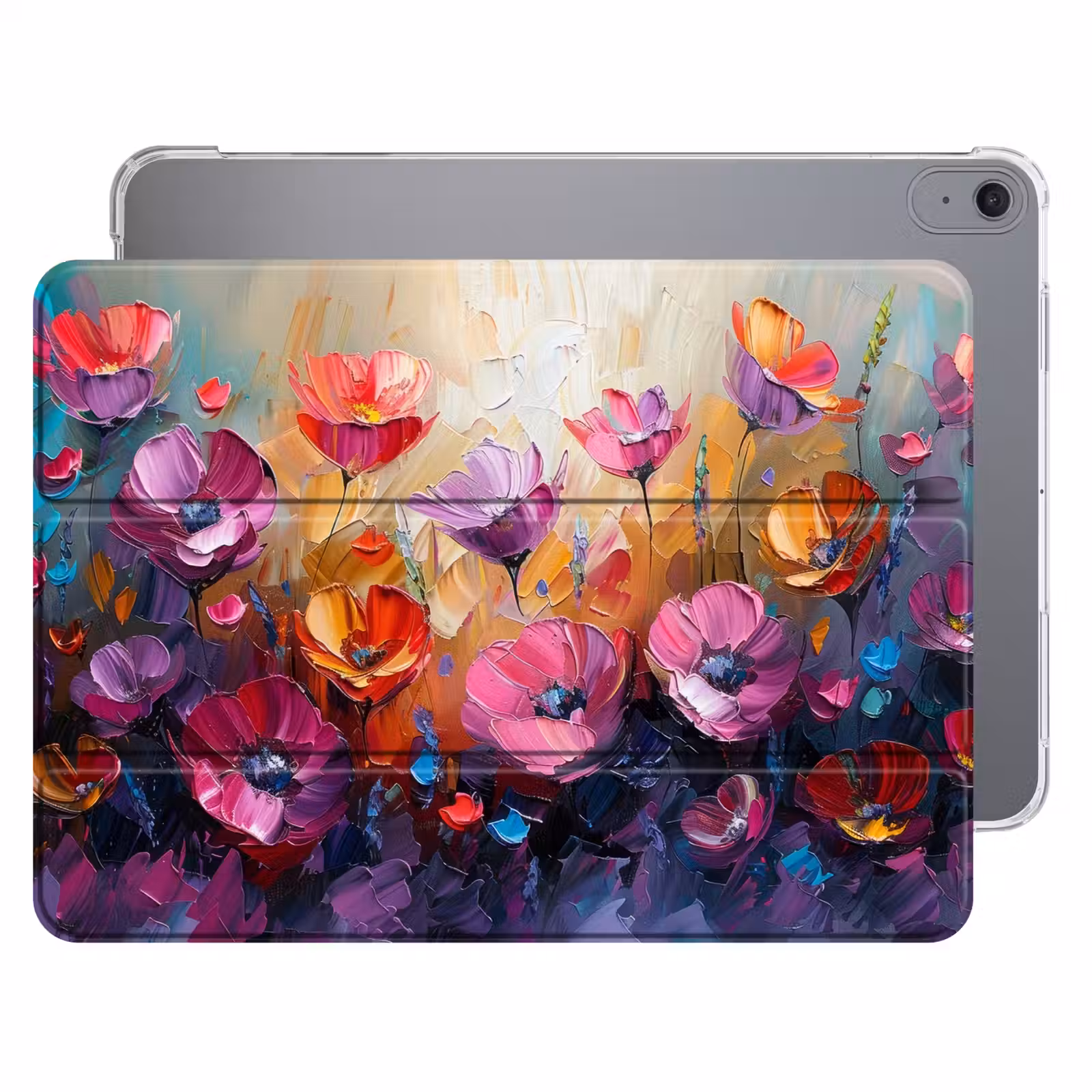 iPad hoes - Bloemen - Paars - Kleurrijk - Handgeschilderd - Kunst — 1