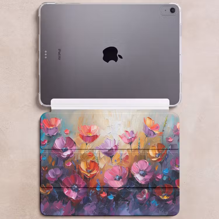 iPad hoes - Bloemen - Paars - Kleurrijk - Handgeschilderd - Kunst — 6