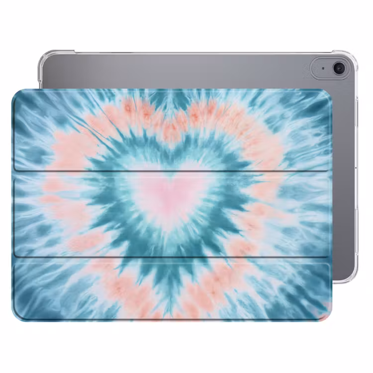 iPad hoes - Hartvormig - Tie dye - Pasteltinten - Lichtgroen — 1