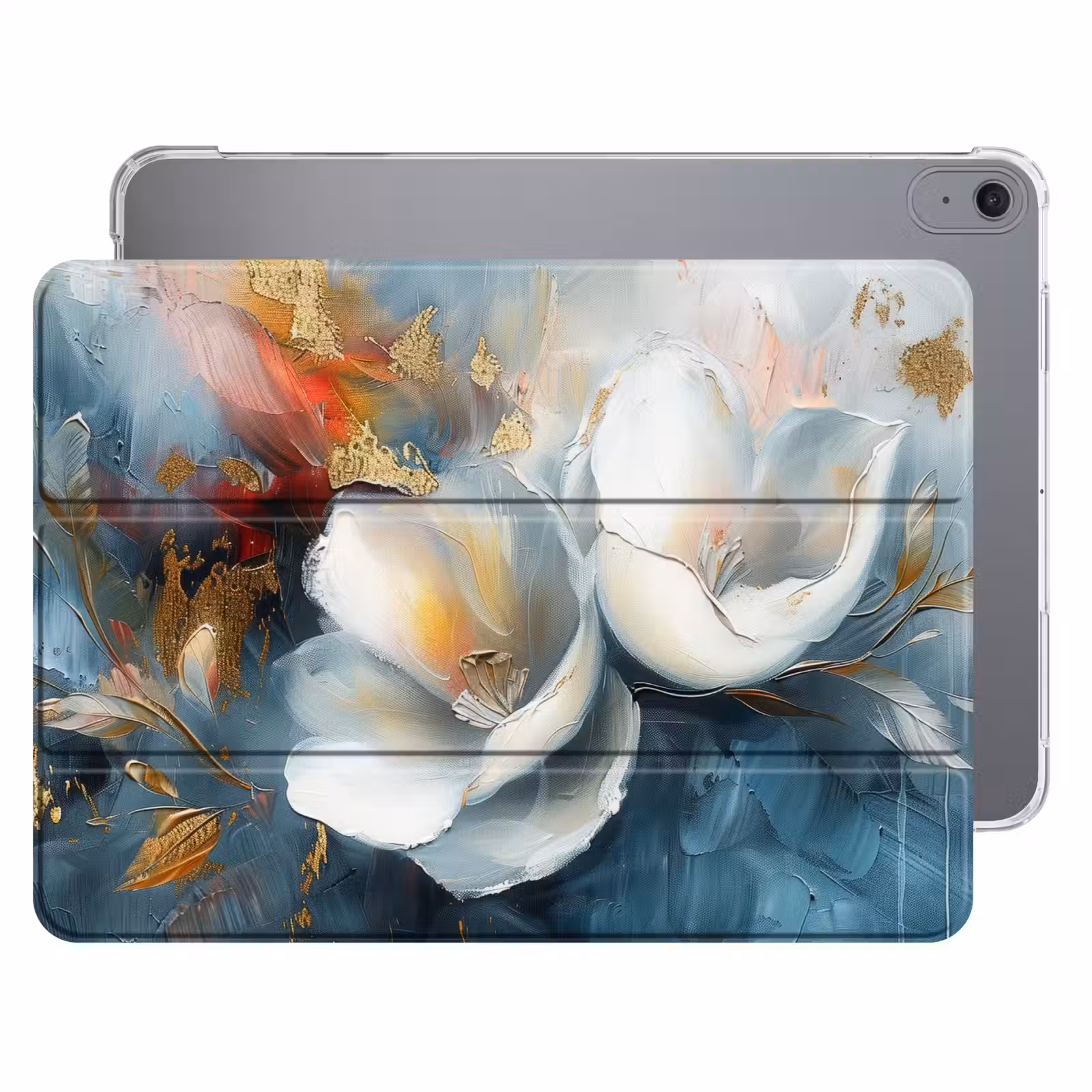 iPad hoes - Bloemen - Wit - Goud - Kunst - Abstract — 1
