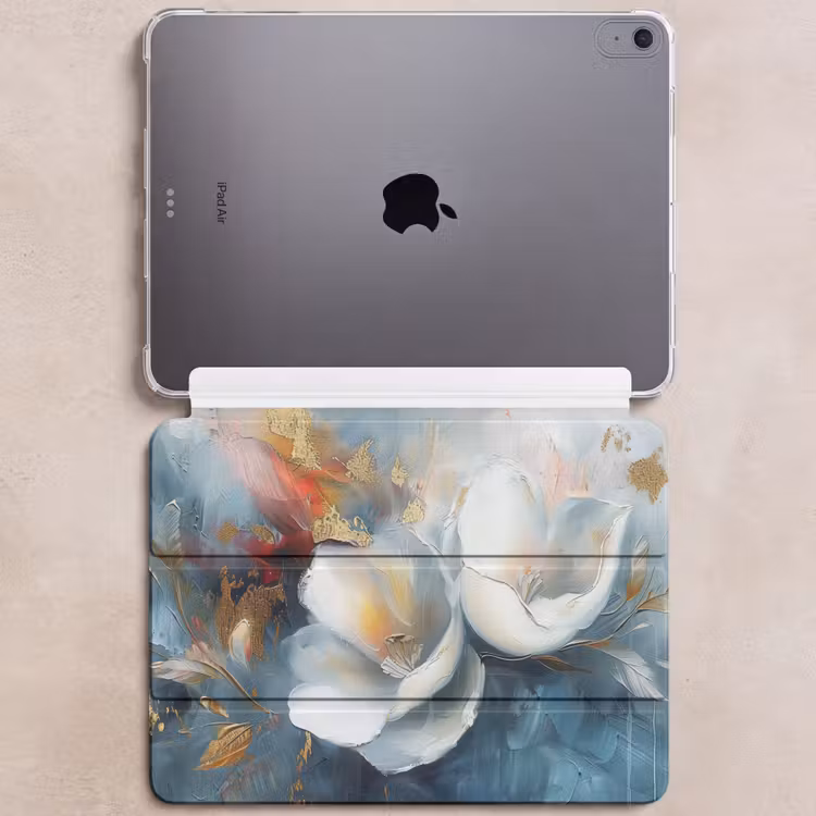 iPad hoes - Bloemen - Wit - Goud - Kunst - Abstract — 6