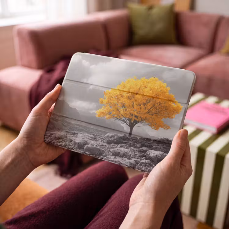iPad hoes - Boom - Geel - Natuur - Zwart wit — 4