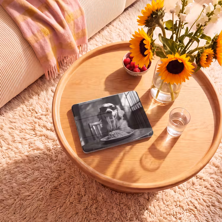iPad hoes - Golden Retriever - Hond - Vrolijk - Bord spaghetti - Zwart - wit — 2