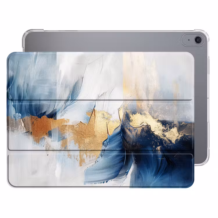 iPad hoes - Goud - Blauw - Verf - Kunst - Modern — 1